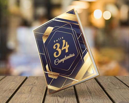 Ofertas en regaloscumple.com Cheerset Postal de Feliz Cumpleaños para Hombre o Mujer - Grande A4 21x30 cm con Mucho Espacio Escribir Incluye sobre (34 Años)