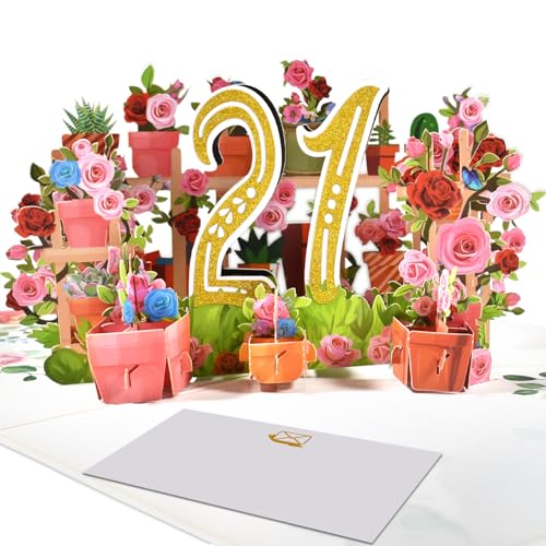 Comprar Tarjeta 3D desplegable para 21 cumpleaños o 21 aniversario boda elegante Regalos tarjeta rosas para aniversario boda fiesta cumpleaños para padres abuelos parejas amigos tarjeta flores Ofertas 2025 | regaloscumple.com