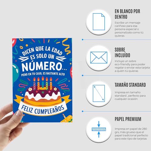Ofertas de última hora Tarjeta Felicitación   Cumpleaños para Familiar o Amigo - Tarjeta Feliz Cumpleaños Original - Tarjeta Regalo   Cumpleaños para Madre  Padre  Hijo  Hija  Amiga  Amigo... - Dicen Que La Edad
