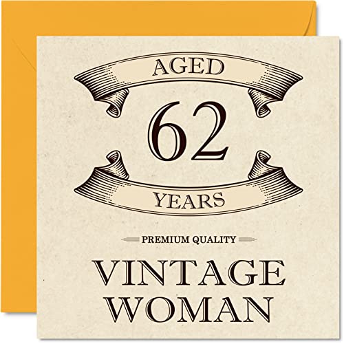 Comprar Tarjetas vintage cumpleaños número Cumpleaños 62 para mujeres 62 años divertida tarjeta cumpleaños para mamá hermana esposa novia niñera abuela tía tarjetas felicitación 145 mm tarjeta Ofertas 2025 | regaloscumple.com