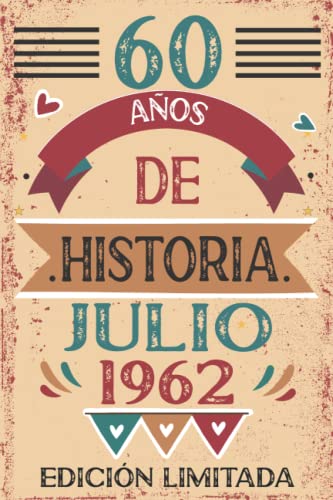 Comprar 60 Años De Historia Julio 1962: 60 años. Libro visitas cuaderno 110 páginas felicitaciones idea BlackFriday regalo regalo Para la esposa novia mujer La madre Top Precio 2024 | regaloscumple.com