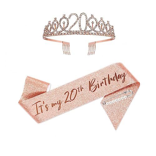 Comprar Cumpleaños Floatdream Fajín y Tiara 20 Cumpleaños Kit Tiara Estrás y Fajín Decoraciones Fiesta Cumpleaños para Decoraciones Fiesta Cumpleaños Deseos Feliz 20 Cumpleaños Rebajas 2025 | regaloscumple.com