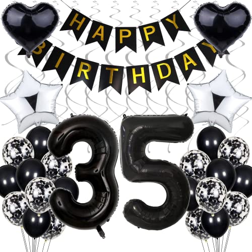 Consigue ahora Globo decorativo para 35 cumpleaños negro cumpleaños 35 años decoración fiesta en blanco y negro 35 cumpleaños mujeres y hombres Promoción decoración cumpleaños plata 35 años para mujeres 35. Decoració Top Precio 2024 | regaloscumple.com