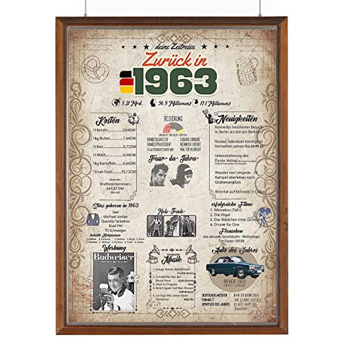 Oferta AIBAOBAO Aniversario 60 en póster tamaño 1963, cumpleaños hombres, 60 divertida,