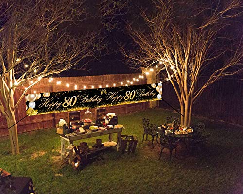 Mejores precios 80 Cumpleaños Pancarta 80 Años Cumpleaños Decoración Negro y Oro, 80