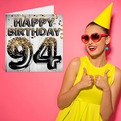 Ofertas de última hora Globos negros y dorados con purpurina, tarjetas feliz cumpleaños hombre 94