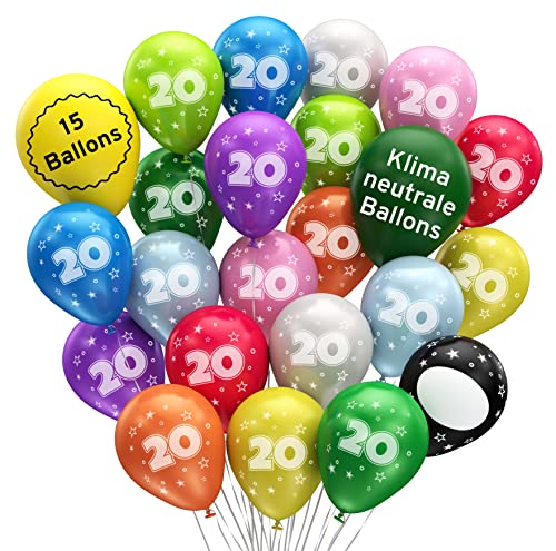 Consigue ahora Globos 20 Cumpleaños [15 piezas] MADE IN EU I Globos Clima Neutral I100% Látex Natural I Regalos Ø32cmI Globo 20 Cumpleaños I Globo Números 20 Años I Globos Cumpleaños 20 I Bastelbär Rebajas 2023 | regaloscumple.com