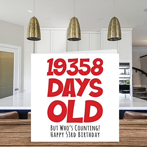 Ofertas en regaloscumple.com Tarjeta felicitación 53 cumpleaños hombres, mujeres, él, ella, 19358 días edad, divertida adultos, cincuenta tres terceros, tarjeta hermano, hermana, hijo, hija, 145 mm x