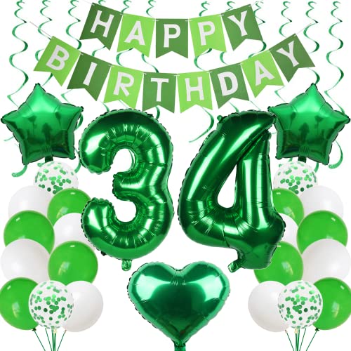 Comprar 34 Globo 34 Cumpleaños Hombre Mujer Verde 34 Años Cumpleaños Hombre Decoración 34 Cumpleaños BlackFriday Decoración Verde Globos 34 Cumpleaños Hombre Mujer Decoración Verde 34 Años Decoración Fiesta 34 Cumpleaños Ofertas 2025 | regaloscumple.com