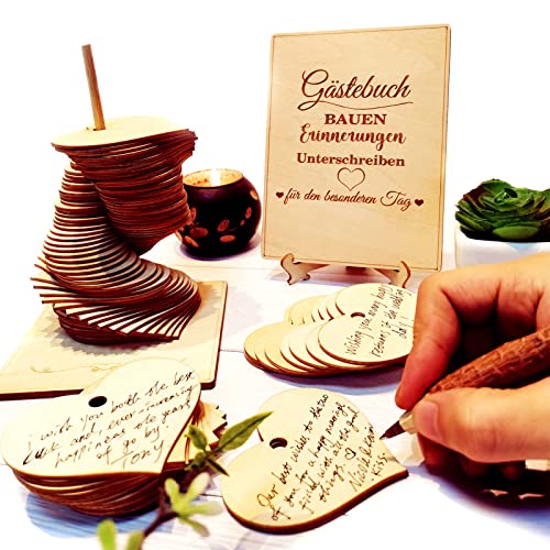 Comprar Neamon Libro visitas boda decoración Halloween con 72 corazones madera para fiesta BlackFriday cumpleaños fiesta graduación fiesta bebé decoración rústica idílica Ofertas 2024 | regaloscumple.com