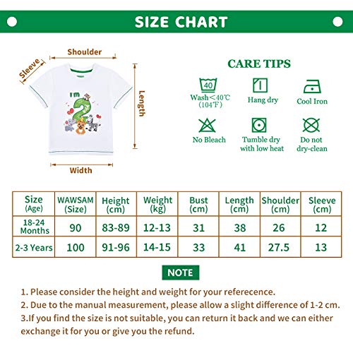 Ofertas en regaloscumple.com 2do Cumpleaños Niño Selva Manga Tops años Cumpleaños 100% Impreso 2-3