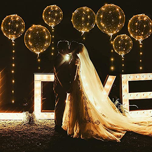 Dónde comprar en España Globos Iluminados, 7 Paquetes 20 Pulgadas Bobo de San Valentín con 10ft Luces Cadena LED para Decoración Boda Navidad Fiesta Cumpleaños (Blanco Cálido)