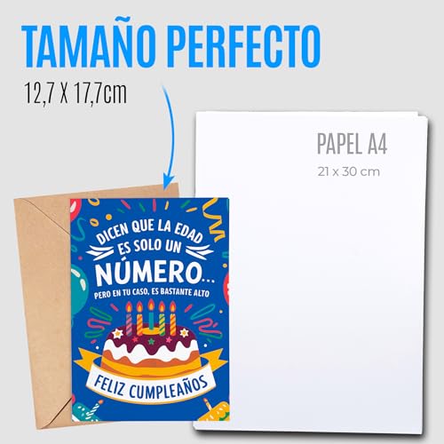 Top Precios Tarjeta Felicitación de Cumpleaños para Familiar o Amigo - Feliz Original Regalo Madre, Padre, Hijo, Hija, Amiga, Amigo... Dicen Que La Edad