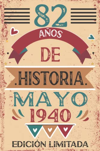 Consigue ahora 82 Años De Historia Mayo Regalos 1940: 82 años. Libro visitas cuaderno 110 páginas felicitaciones idea regalo regalo Para la esposa novia mujer La madre Ofertas 2025 | regaloscumple.com