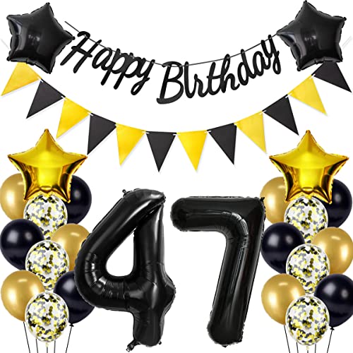 Comprar Globos Ideas para regalar aire negro/oro 47 decoración cumpleaños para hombre y mujer decoración cumpleaños 47 años globos 47 años decoración Ofertas 2024 | regaloscumple.com