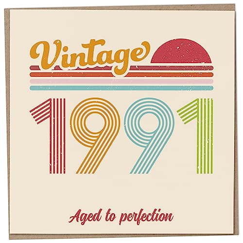 Consigue ahora Tarjeta cumpleaños 32 – Vintage 1991 Aged to Perfection divertida tarjeta felicitación para hombres y mujeres tarjetas cumpleaños para mujeres tarjetas cumpleaños para hombres tarjeta Top Cumpleaños Precio 2023 | regaloscumple.com