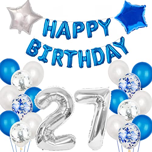 Oferta Globo cumpleaños azul, 27 decoración azul, feliz 27 decoración años, decoración (27)