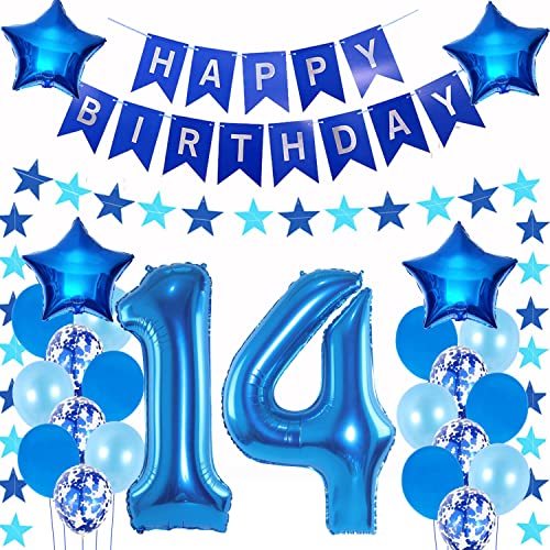 Comprar Globos 14 cumpleaños Niño decoración cumpleaños 14 años chico azules globos BlackFriday foil 14 cumpleaños chico decoracion 14 cumpleaños Niño decoracion azul banderola 14 cumpleaños Niño decoración Ofertas 2024 | regaloscumple.com