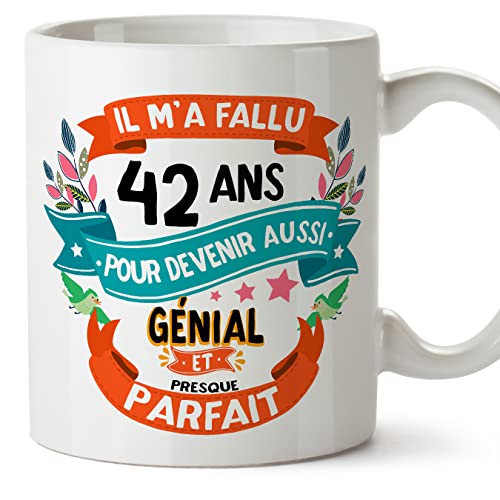 Comprar MUGFFINS Tazas 42 Cumpleaños - En Francés - Il m'a fallu 42 Promoción ans pour devenir aussi geniale - 11 oz - Regalo original y divertido Rebajas 2025 | regaloscumple.com