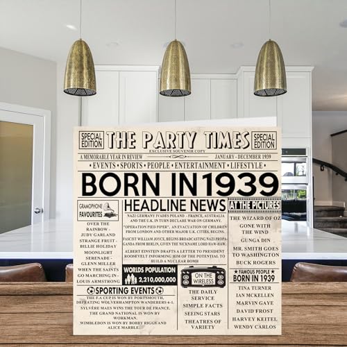 Ofertas Cumpleaños 85 y – In Newspaper Tarjeta cumpleaños abuelo, abuela, abuela, retro 1939, mm 145