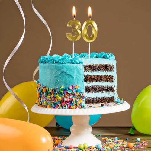 Ofertas URAQT Vela   cumpleaños 3D Velas   Pastel   Cumpleaños Doradas vela número 30 vela   cumpleaño para pasteles vela   feliz cumpleaño Velas Doradas para Aniversarios tartas  Bodas y Fiestas.