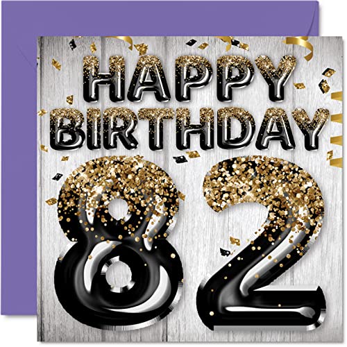 Comprar Tarjeta cumpleaños 82 para hombres globos negros y dorados con purpurina tarjetas feliz cumpleaños para hombre Promoción 82 años papá bisabuelo abuelo abuelo abuelo 145 mm x 145 mm ochenta y Ofertas 2023 | regaloscumple.com