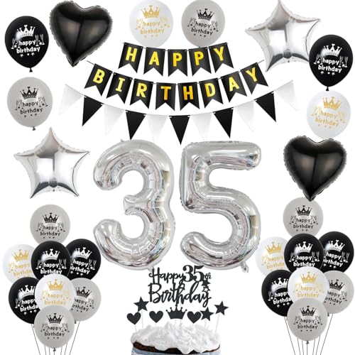 Comprar Globos 35 cumpleaños hombre Mujer Plateados Negros 35 Años Decoracion Cumpleaños hombre topper tarta cumpleaños 35 años Decoracion Cumpleaños 35 años decoración Mujer globos 35 cumpleaños Catálogo hombre Rebajas 2025 | regaloscumple.com