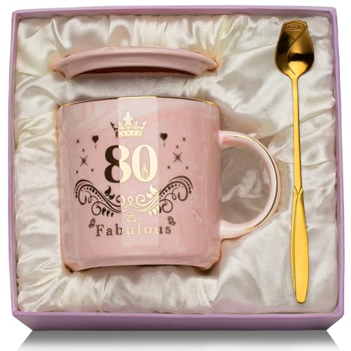 Consigue ahora Regalo Mujer 80 Años Taza 80 Cumpleaños 400ml Taza Cerámica Jaspeada Rosa Regalos Mujer 80 Años 400ml Originales Taza Regalo para Abuela Viene Ideas para regalar con Tapa Cuchara Felicitación y Caja Regalo Ofertas 2025 | regaloscumple.com