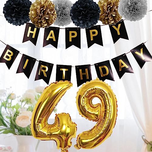 Ofertas de última hora Decoración cumpleaños hombres y mujeres, color negro y dorado, decoración cumpleaños