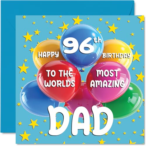 Comprar Tarjeta cumpleaños número BlackFriday 96 para papá – World's Most Amazing Dad – Tarjeta feliz 96 cumpleaños para papá parte hijo e hija 145 mm x 145 mm 96 años 96 años y noventa y seis tarjetas Top Precio 2025 | regaloscumple.com