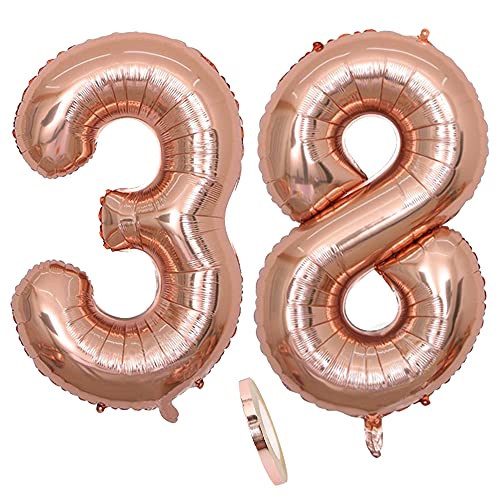 Comprar Globos Cumpleaños numeros 38 años Number globo número 38 oro rosa para niña Mujeres Chica 40" Figuras Decor globo lámina helio inflable gigante grande decoración fiesta cumpleaños boda (xxxl 100cm) Top Precio 2025 | regaloscumple.com