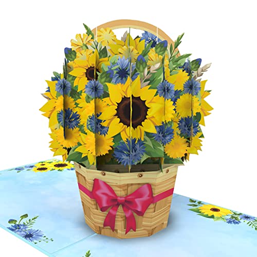 Consigue ahora MOKIO® Tarjeta Flores Pop-Up – Cesta Flores con Girasoles – Tarjeta felicitación 3D para un cumpleaños jubilación o como cupón Cumpleaños Tarjeta regalo emergente con sobre Top Precio 2024 | regaloscumple.com