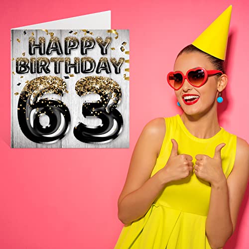 Ofertas en regaloscumple.com Globos negros y dorados con purpurina, tarjetas feliz cumpleaños hombre 63