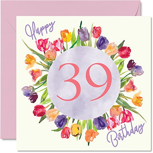 Consigue ahora Hermosas tarjetas cumpleaños 39 para mujer ramo flores tulipanes acuarela tarjeta feliz cumpleaños Ideas para regalar para su hija tía 145 mmx145 mm bonitas tarjetas felicitación florales Rebajas 2024 | regaloscumple.com