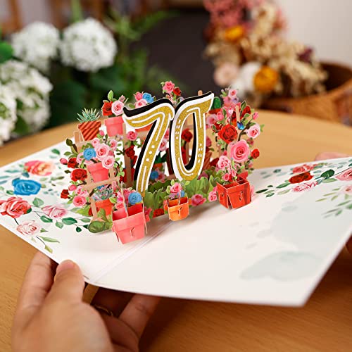 Comprar ahora Magic Ants Tarjeta de aniversario, tarjeta cumpleaños, aniversario boda, felicitación 3D, 70 años edad, con ramo rosas (70)