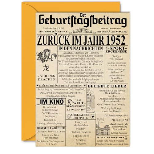 Comprar Stuff4 72. Tarjetas cumpleaños para hombres y mujeres - Regreso al año Navidad 1952 Periódico - 72 Feliz Cumpleaños Aniversario Boda Tarjeta Vintage Nacido 1952 127 mm x 178 mm Tarjetas Felicitación Ofertas 2024 | regaloscumple.com