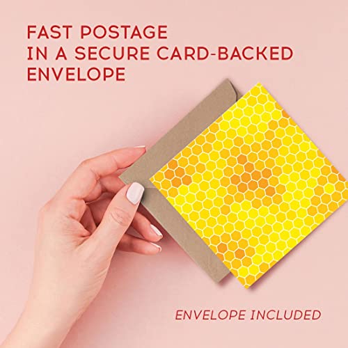 Ofertas de última hora 1 tarjeta de felicitación (inserto foto) – patrón abeja panal dorado celebración cumpleaños en blanco #2004