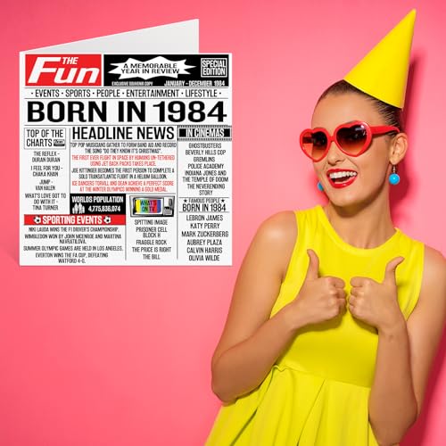 Oferta Flash Tarjetas número hombres mujeres, nacido 1984, feliz cumpleaños papá, tía, retro, In 145 x mm, de