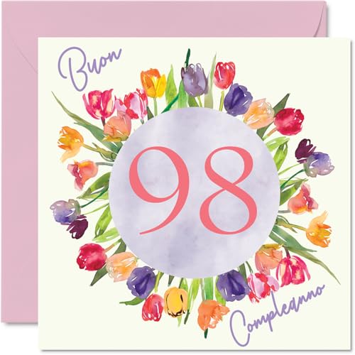 Comprar Stuff4 Tarjeta Promoción cumpleaños 98 para mujer – Ramo flores tulipanes acuarela – Tarjetas feliz cumpleaños para mujer 98 años mamá bisabuela abuela 145 mm noventa y ocho noventa y ocho cumpleaños Rebajas 2024 | regaloscumple.com