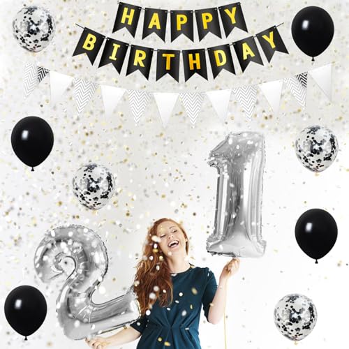 Comprar ahora Globos 36 cumpleaños hombre Mujer Plateados Negros Años Decoracion Cumpleaños topper tarta años decoración globos