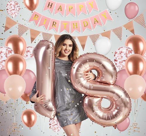 Mejores precios Oro rosa, Globos Cumpleaños 16 Años Chicas, Globos 16 Cumpleaños, Globos