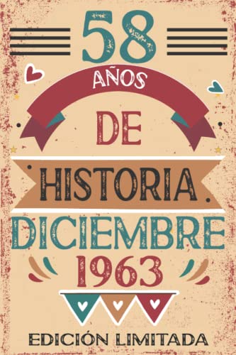 Consigue ahora 58 Años De Historia Diciembre 1963: 58 años. Libro visitas Navidad cuaderno 110 páginas felicitaciones idea regalo regalo Para la esposa novia mujer La madre Top Precio 2024 | regaloscumple.com