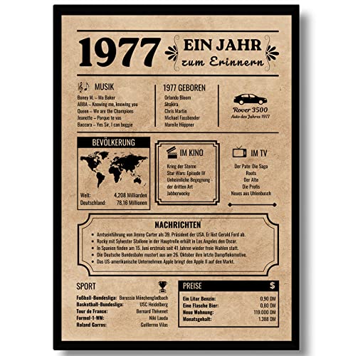 Consigue ahora EQUIK PRODUCTS Tarjeta cumpleaños 1977 Regalo 46 cumpleaños Decoración cumpleaños Nacido en 1977 Póster vintage 46 cumpleaños mujeres Navidad 46 cumpleaños hombres Regreso a 1977 (1977) Ofertas 2024 | regaloscumple.com