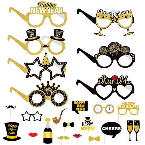 Consigue ahora Decoracion Nochevieja Año Nuevo Accesorios para Fotos Nochevieja Navidad Accesorios Fotomatón por Selfie Feliz Año Nuevo Comunion Atrezzo Fotos Divertidos y Boda DIY Decoraciones Rebajas 2025 | regaloscumple.com