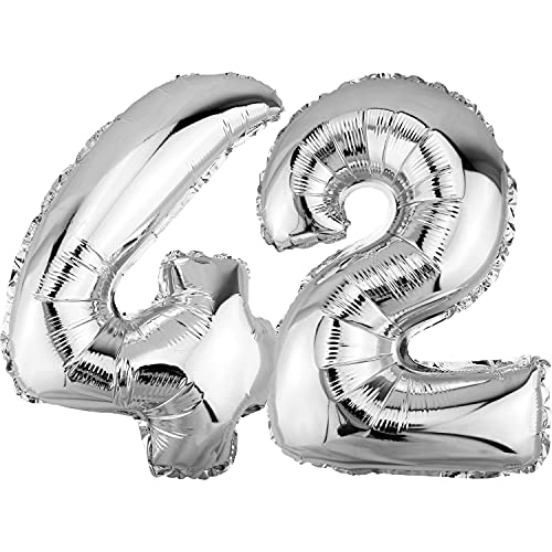 Comprar DekoRex Globo plateado 82 cm para cumpleaños Navidad aniversario boda decoración (número 42) Top Precio 2024 | regaloscumple.com