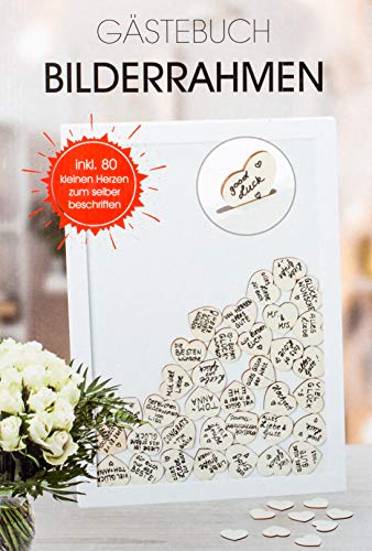 Ofertas en regaloscumple.com Brandsseller - Libro de visitas para Bodas y cumpleaños, con 72 Corazones o 50 Estrellas Madera Escribir