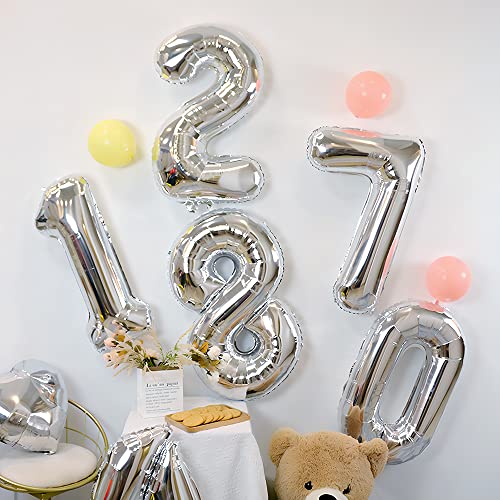 Dónde comprar en España Ponmoo Foil Globo Número 17 71 Plata  Gigante Numeros 0 1 2 3 4 5 6 7 8 9 10-19 20-29 30 40 50 60 70 80 90 100  Grande Globos para La Boda Aniversario  Globo   Cumpleaños Fiesta Decoración