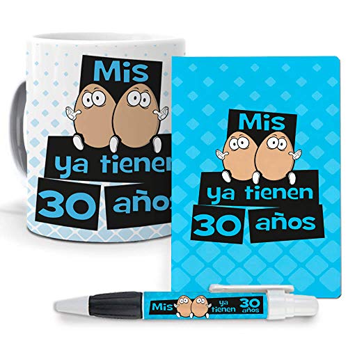 Comprar Mundohuevo Pack Original y Personalizado para Navidad Regalo Ideal para cumpleaños y Eventos. Mis Huevos ya Tienen 30 años. Libreta boligrafo y Taza Maxima Calidad. Top Precio 2024 | regaloscumple.com