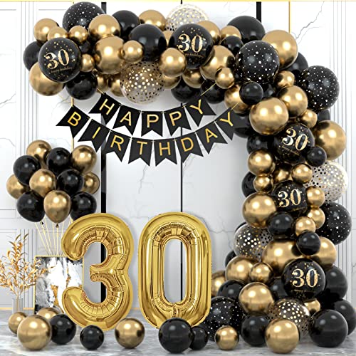 Consigue ahora 30 Años Decoracion Cumpleaños Globos 30 Cumpleaños Hombres Decoraciones Fiesta Oro Negro 30er Globos cumpleaños con Pancarta BlackFriday Feliz para Hombres y Mujeres Dfiesta cumpleaño 30 Años Decoracione Rebajas 2024 | regaloscumple.com