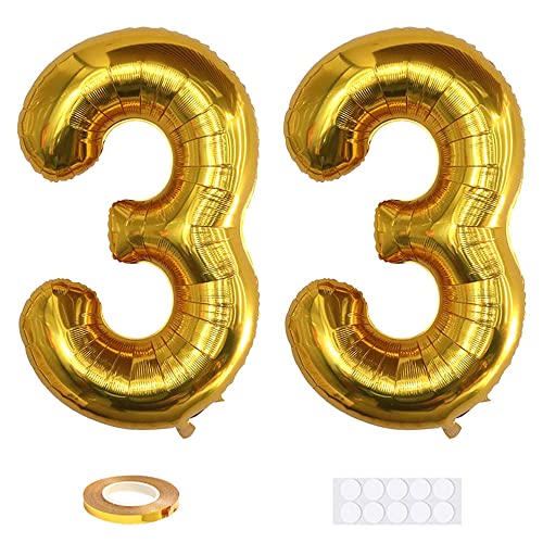 Consigue ahora Xihuimay Globos numéricos 33 40 pulgadas globo digital alfabeto 33 Regalos globos cumpleaños dígito 33 globos helio grandes globos para fiestas cumpleaños bodas despedidas soltera oro número 33 Top Precio 2025 | regaloscumple.com